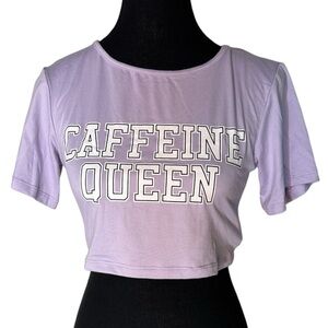 WEEKEND EDITION Caffeine Queen Lavender Purple Shirt Sleeve Crop Top Size Small